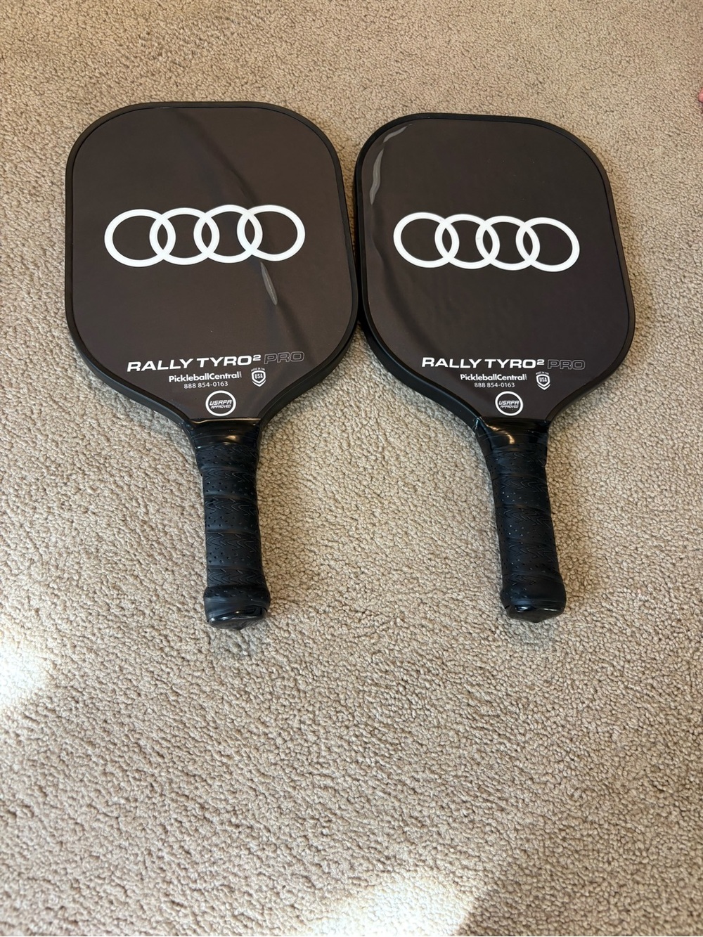 Audi Rally Tyro2 Pro Black Pickleball Paddles - Set of 2
